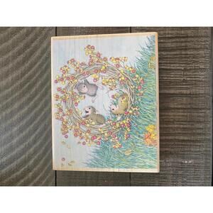 House Mouse Head Over Heels 2008 wood block rubber stamp